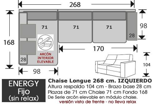 (262) ChaiseLongue 268cm IZDO Fijo