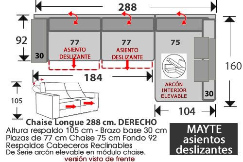 (263) ChaiseLongue 288cm DCHO.