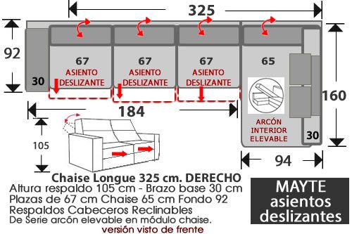 (263) ChaiseLongue 325cm DCHO.