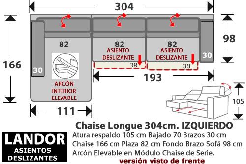 (278) ChaiseLongue 304cm. IZDO 2 Desliz.