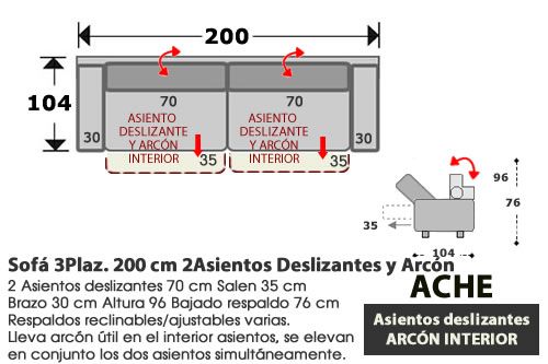 (101) Sofá 3plazas 200cm Astos Desliz