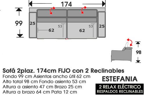 (297) Sofá 2plazas 174cm 2 FIJO