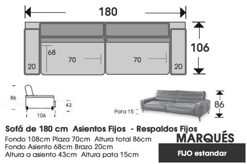 (311) Sofá 180cm - Fijo. Pluma