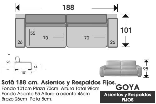 (315) Sofá 188cm. Fijo
