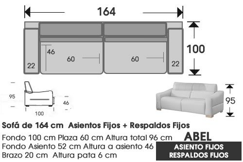 (318) Sofá 164cm. Fijo