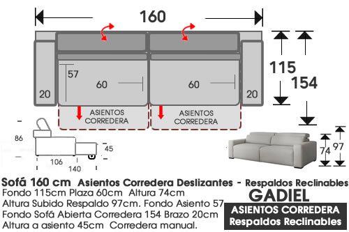 (319) Sofá 160cm. Desliz. Carro.