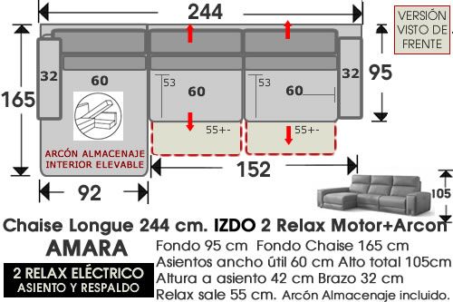 (321) Chaise Longue 244cm. IZDO-RELAX+Arcón