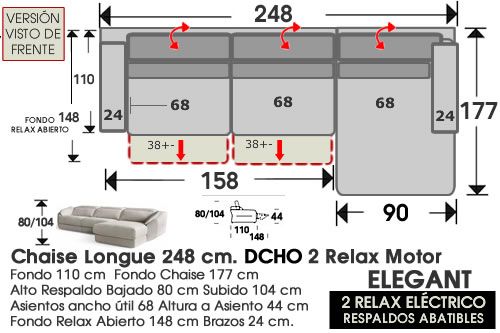 (322) ChaiseLongue 248cm DCHO-Relax Motor