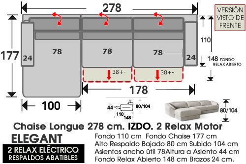 (322) ChaiseLongue 278cm IZDO-Relax-Motor