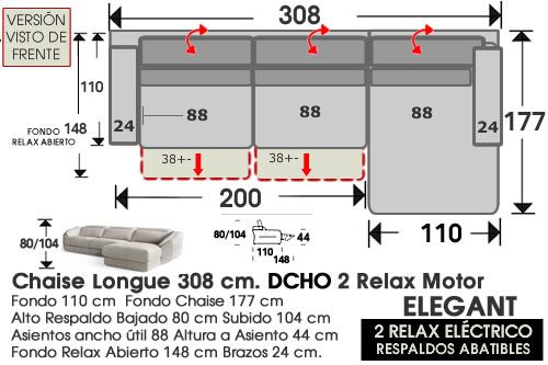 (322) ChaiseLongue 308cm DCHO-Relax-Motor