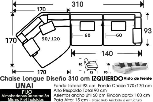 (323) Chaiselongue 310cm IZDO - Curvo