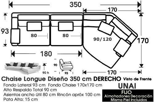 (323) Chaiselongue 350cm DCHO - Curvo
