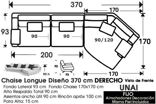 (323) Chaiselongue 370cm DCHO - Curvo