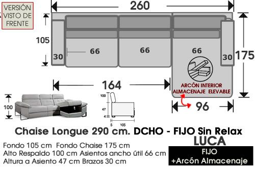 (325) ChaiseLongue 260cm DCHO-Fijo+Arcón