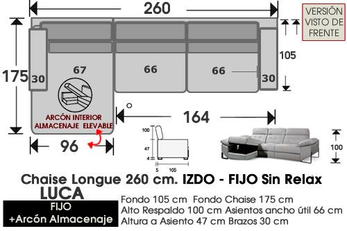 (325) ChaiseLongue 260cm IZDO-Fijo+Arcón
