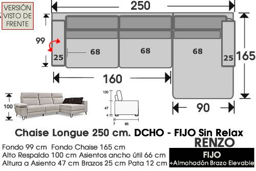 (326) ChaiseLongue 250cm. DCHO - FIJO