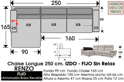 (326) ChaiseLongue 250cm. IZDO - FIJO