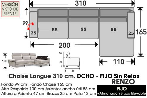 (326) ChaiseLongue 310cm. DCHO - FIJO