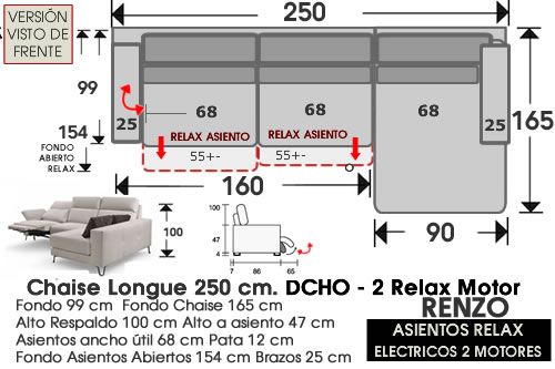 (326) ChaiseLongue 250cm. DCHO-Relax 2Motores
