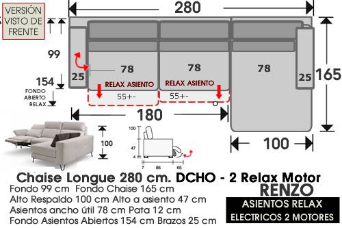 (326) ChaiseLongue 280cm. DCHO-Relax 2Motores