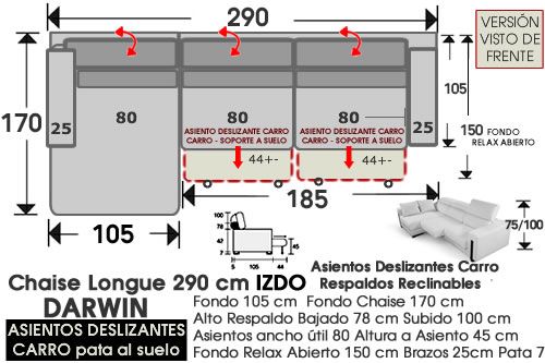 (327) ChaiseLongue 290cm IZDO-Deslizante Carro