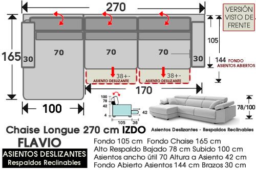 (329)Chaise Longue 270cm IZDO - Deslizantes