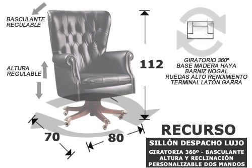 (331) Butaca Despacho 80cm-Giratoria Lujo