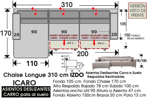 (336) ChaiseLongue 310cm. IZDO-Desliz.Carro