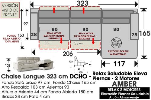 (337)  ChaiseLongue 323cm.DCHO-Relax 2 Motores