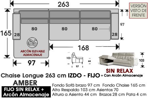 (337)  ChaiseLongue 263cm. IZDO-FIJO+Arcón