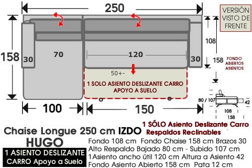 (339) ChaiseLongue 250cm-IZDO-1Asiento-Carro