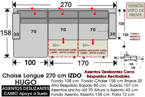 (339) ChaiseLongue 270cm-IZDO-Relax-Desliz-Carro