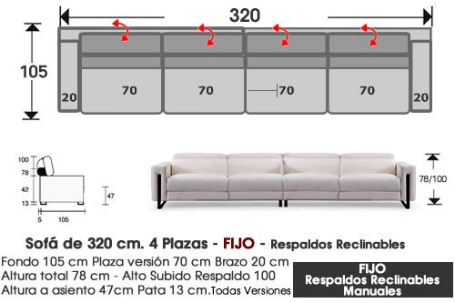 (340) Sofá 320 cm. 4 Plazas - FIJO