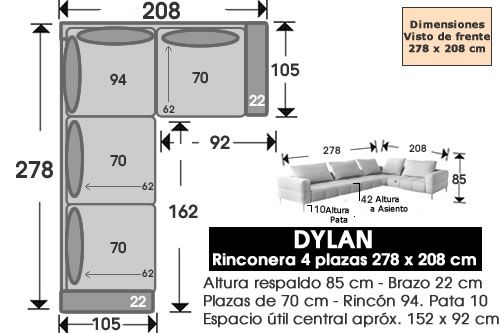 (341) Rinconera 4plazas 278x208cm.