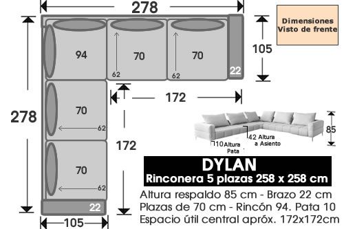 (341) Rinconera 5plazas 278x278cm