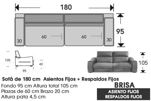 (343) Sofá 180 cm. FIJO