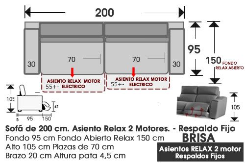 (343) Sofá 200 cm. RELAX 2 motores