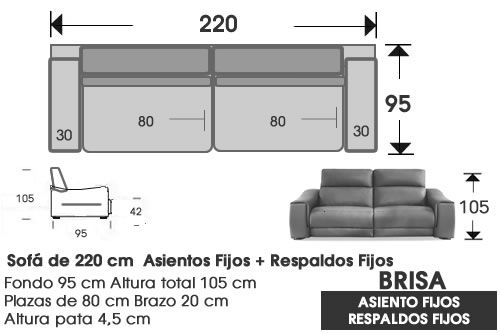 (343) Sofá 220 cm. FIJO