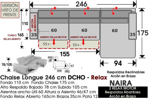 (344) ChaiseLongue 246cm DCHO-RELAX 2motor