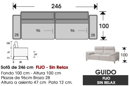 (346) Sofá 246cm. FIJO