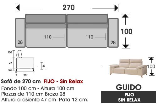 (346) Sofá 270cm. FIJO