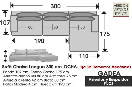 (348) Sofá Chaise Longue 300 cm. DCHO.