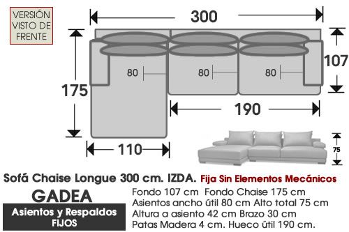 (348) Sofá Chaise Longue 300 cm. IZDO.