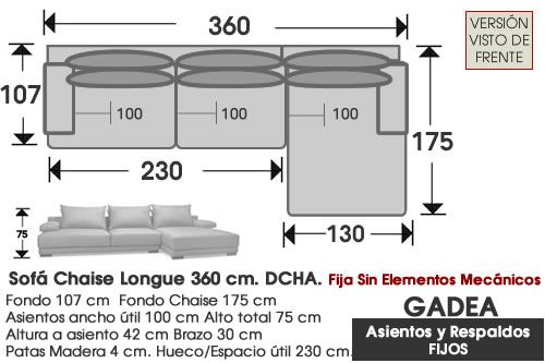 (348) Sofá Chaise Longue 360 cm. DCHO.