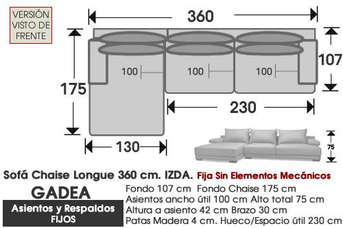 (348) Sofá Chaise Longue 360 cm. IZDO.