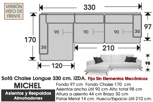 (349) Sofá Chaise Longue 330 cm. IZDO.