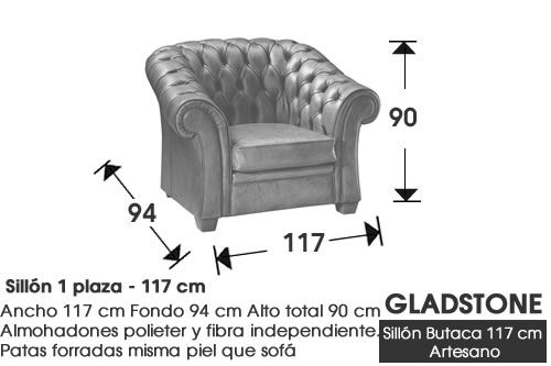 (352) Sillón-Butaca 1Plaza 117 cm. Artesano