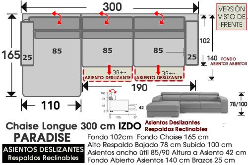 (353) Chaise Longue 300cm. IZDO. Deslizantes