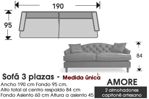 (358) Sofá 3plazas 190cm. 