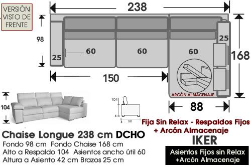 (361) ChaiseLongue 238cm DCHO FIJO+Arcón